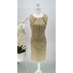Ronni Nicole Gold Rose Metallic Print Sleeveless Knee Length Sheath Dress Sz 12